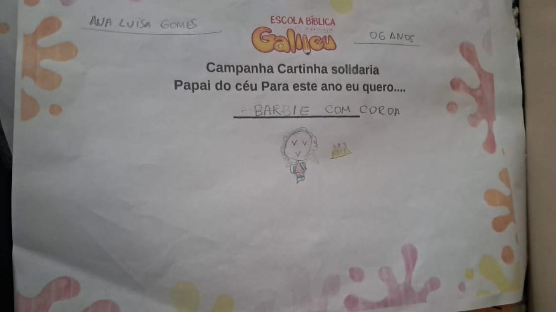 Cartinha de Ana Luiza Gomes