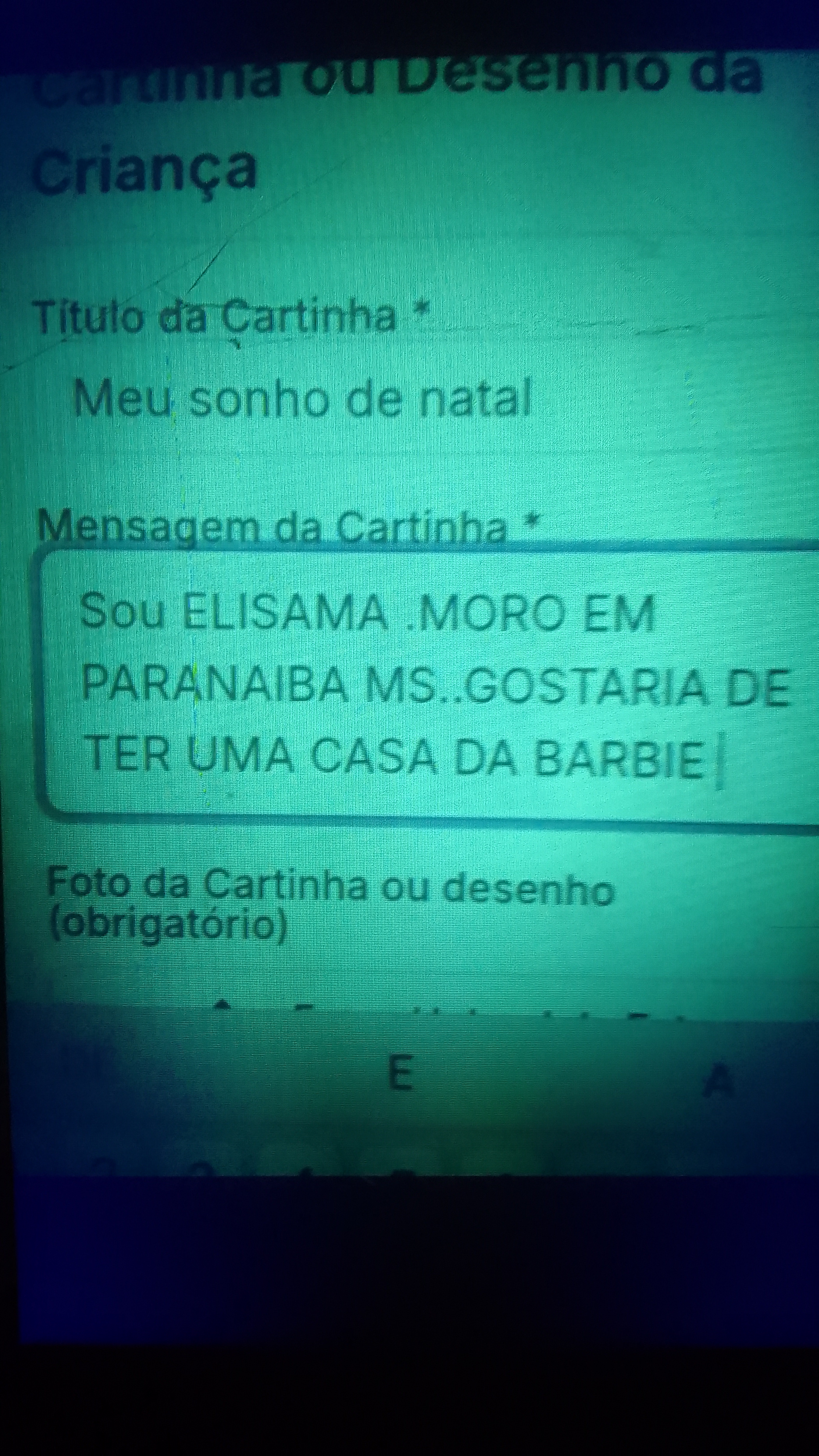 Cartinha de Eliana