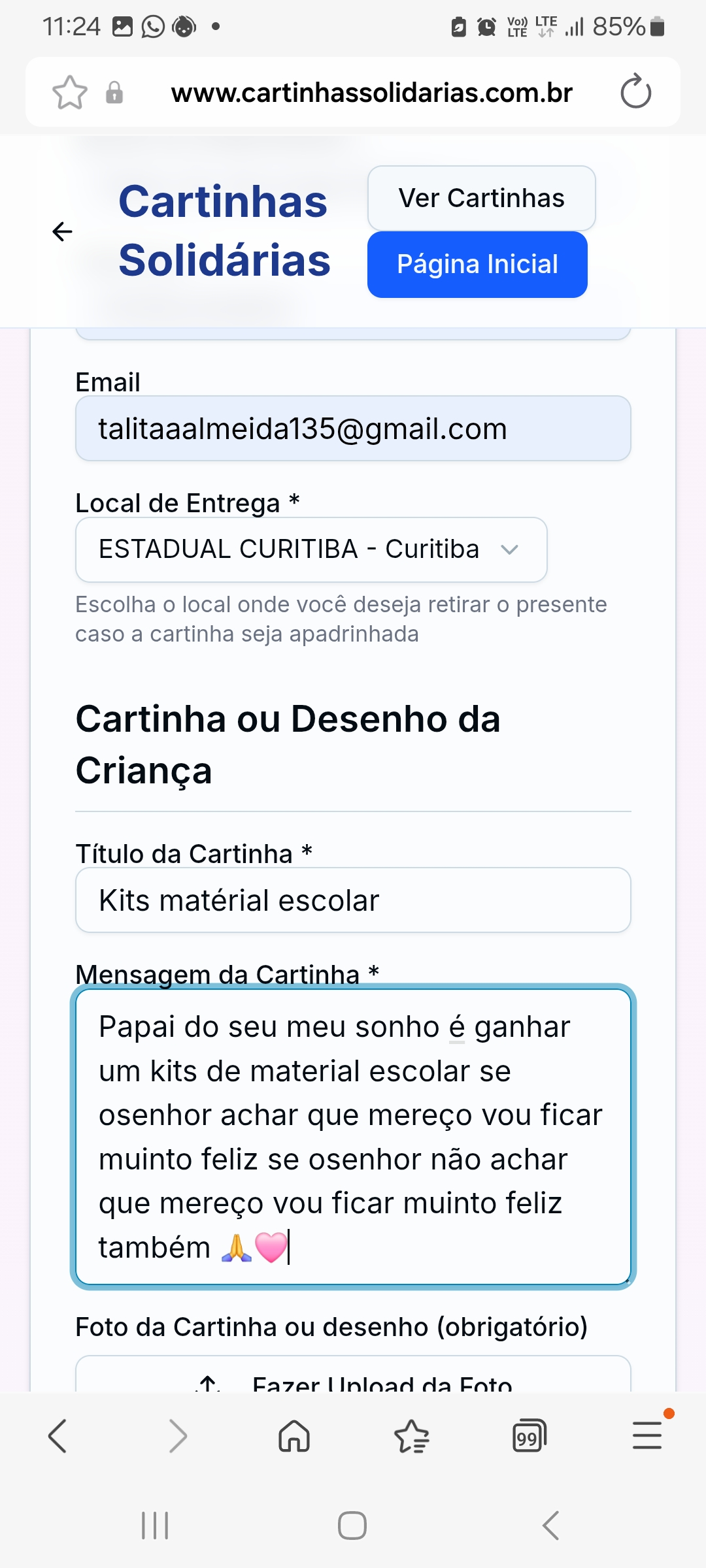 Cartinha de Maria