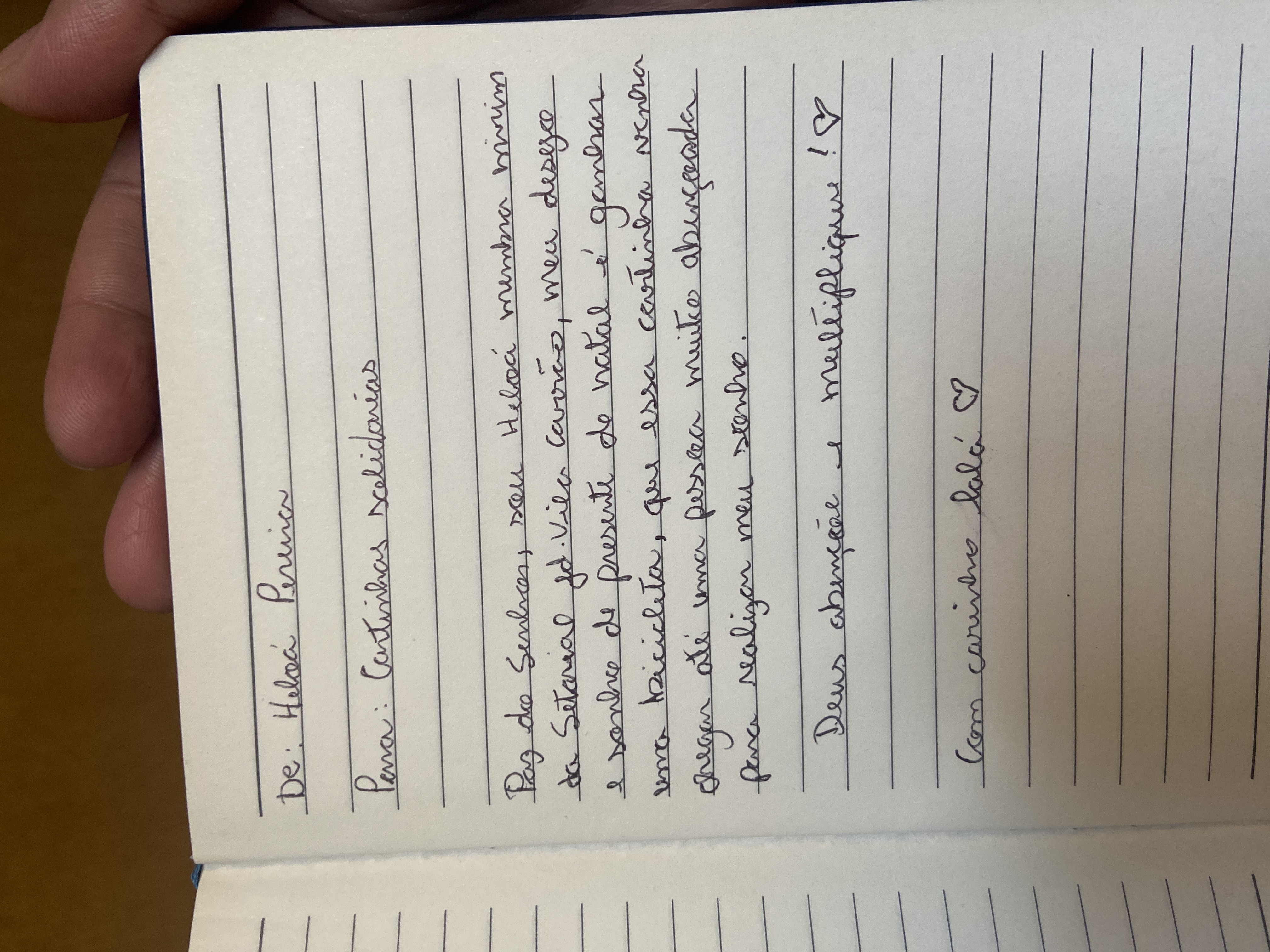 Cartinha de Heloá Pereira de Oliveira 