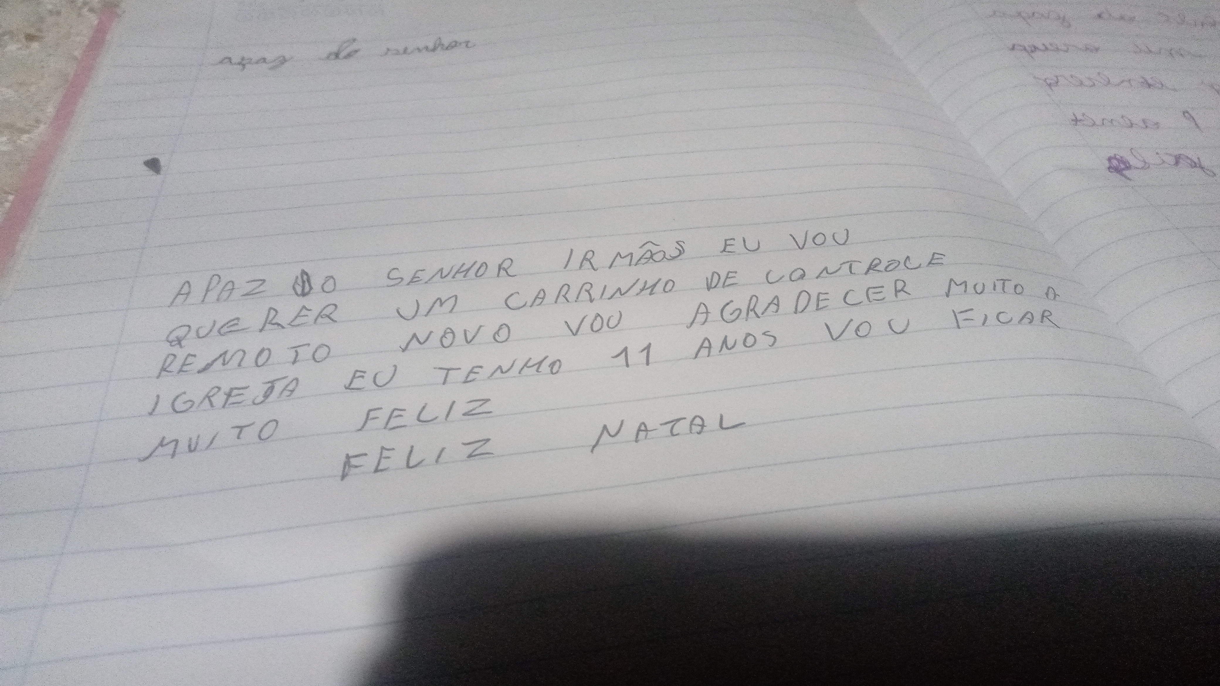 Cartinha de Steven Cauã matias dos Santos